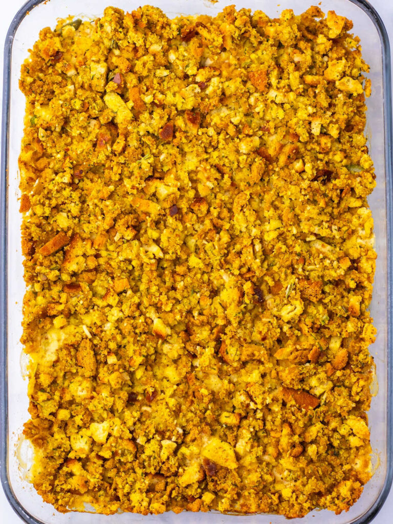 Chicken and stuffing pot pie casserole process 6