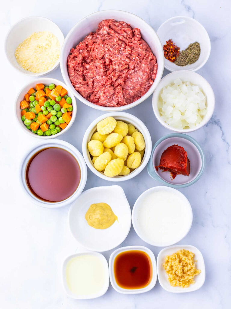 One Pan Gnocchi Shepard’s Pie ingredients