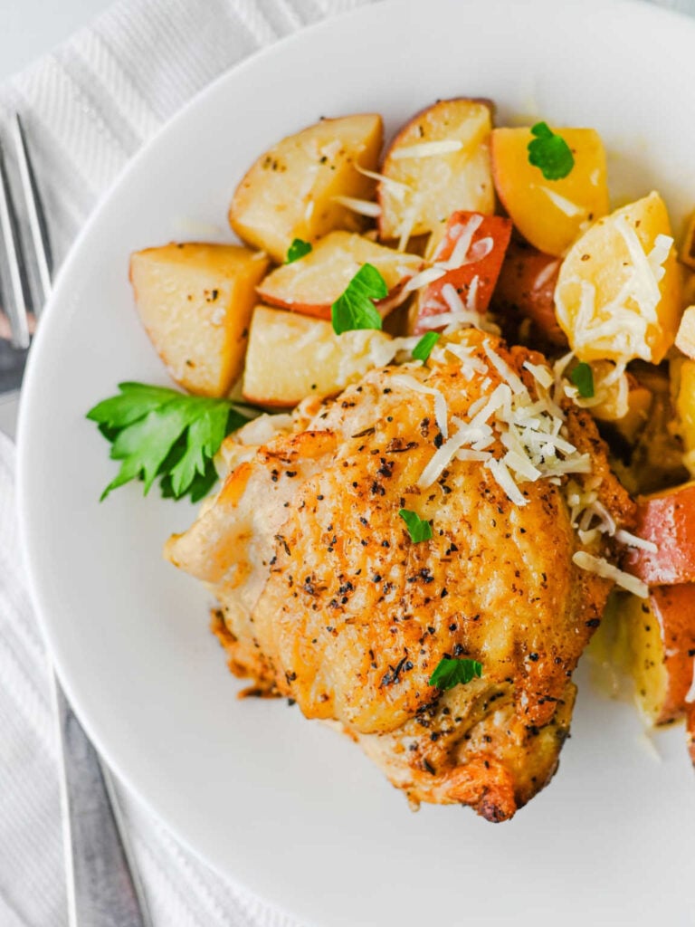 Slow cooker garlic parmesan chicken and potatoes