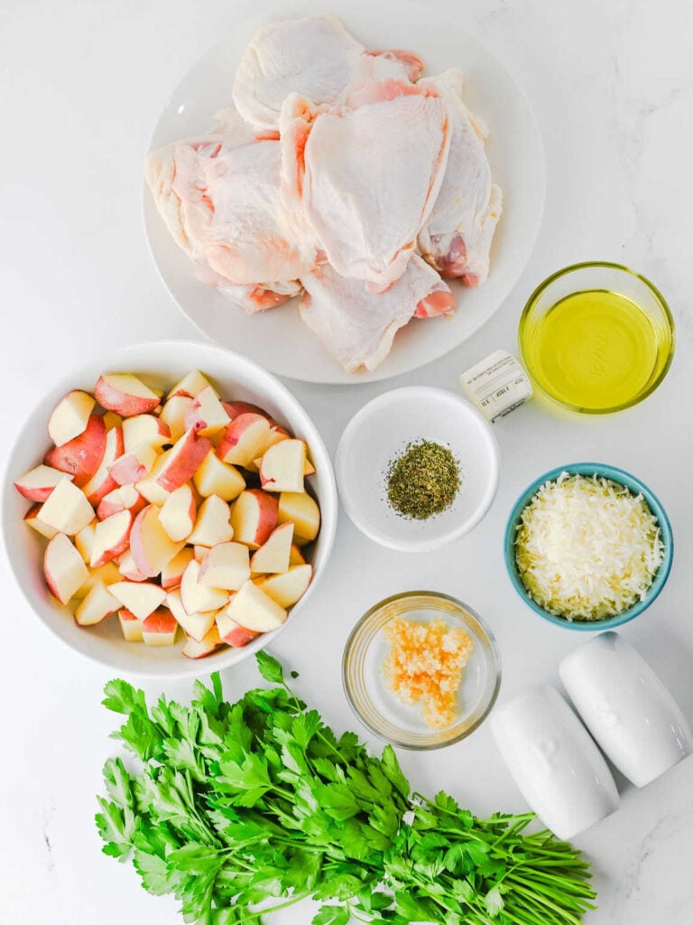 Slow cooker garlic parmesan chicken and potatoes ingredients