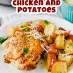 Slow cooker garlic parmesan chicken and potatoes pin