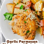 Slow cooker garlic parmesan chicken and potatoes pin