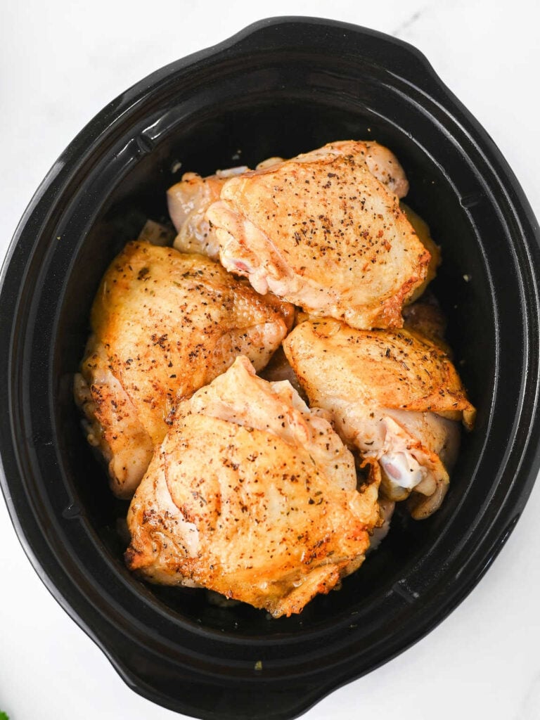 Slow cooker garlic parmesan chicken and potatoes process 6