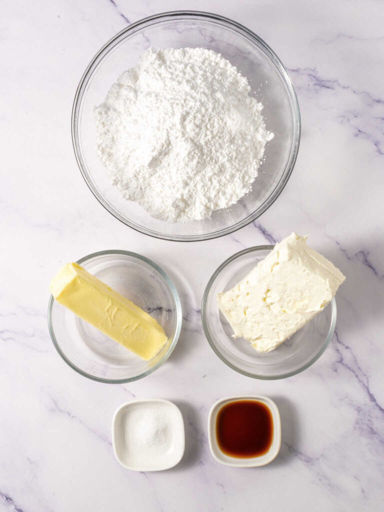 Chocolate Linzer Cookies ingredients for frosting filling