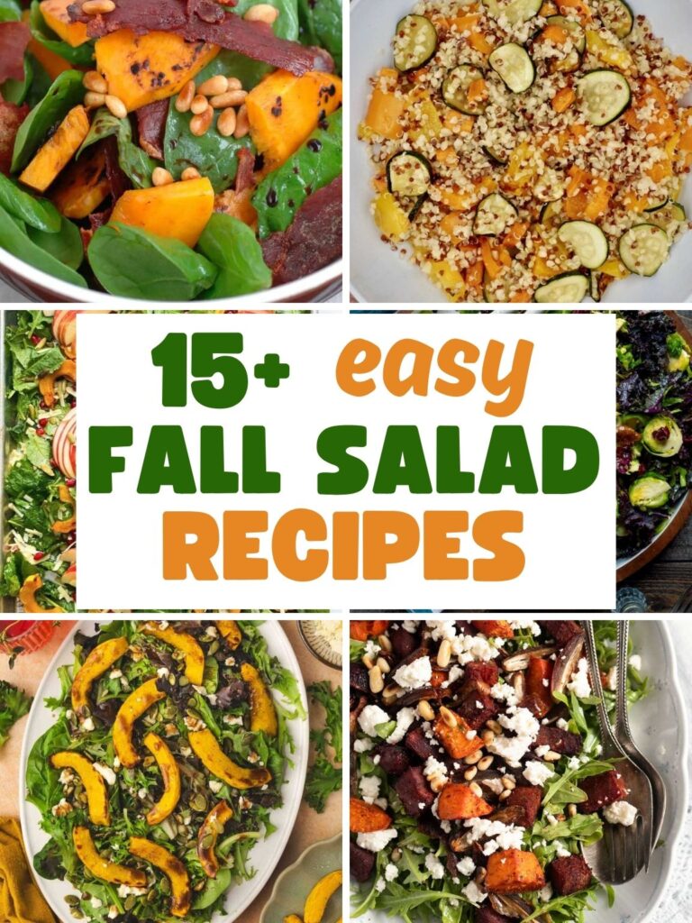 Collage of a variety of fall salad recipes