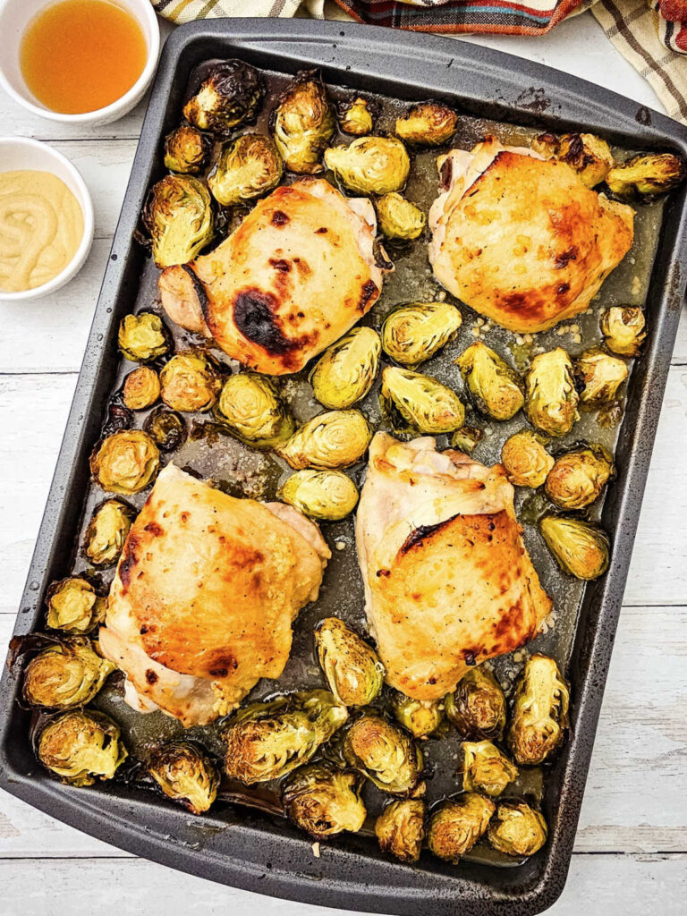 Honey mustard sheet pan chicken thighs