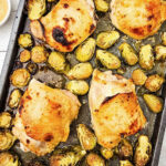 Honey mustard sheet pan chicken thighs pin