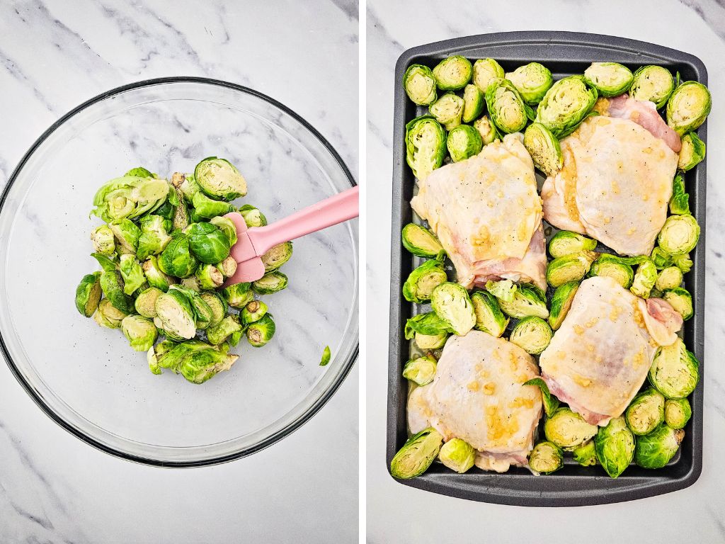 Honey mustard sheet pan chicken thighs process 4