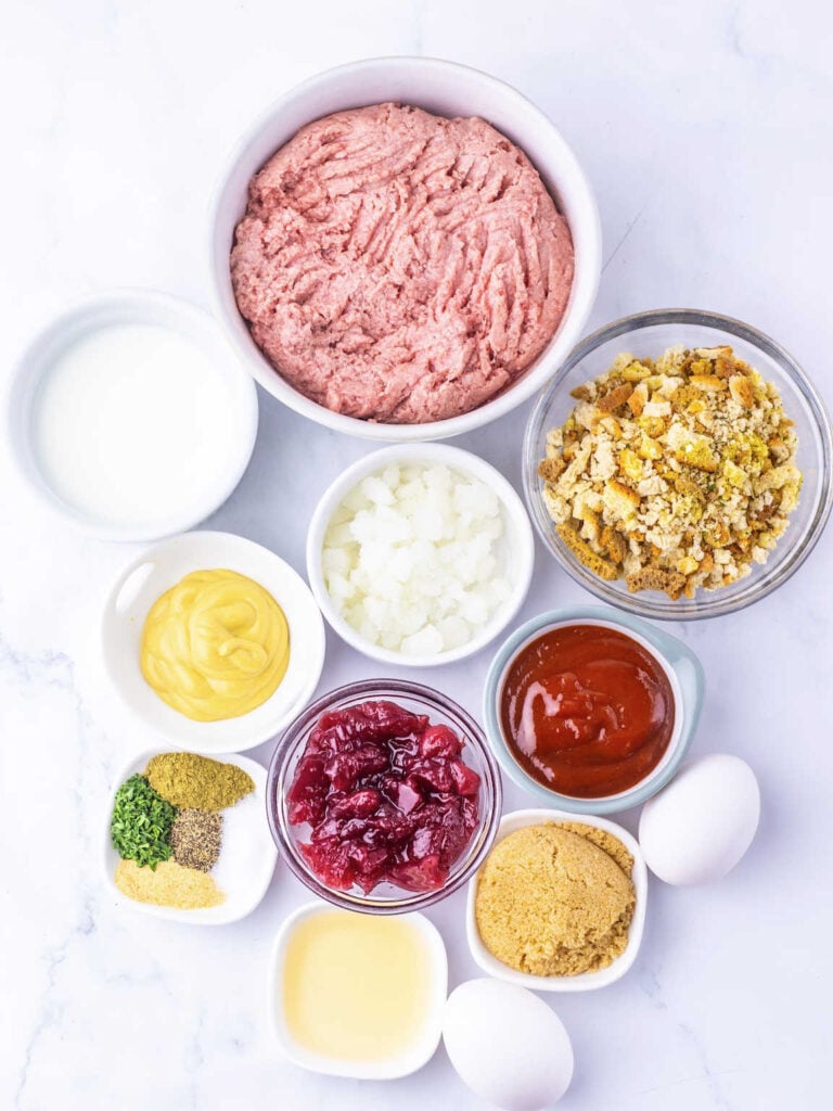 Turkey stuffing meatballs with cranberry glaze ingredients