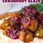 Turkey stuffing meatballs with cranberry glaze pin