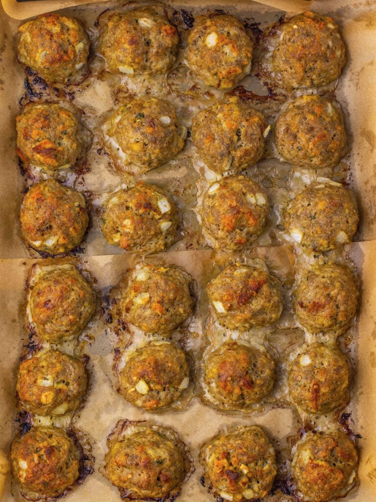 Turkey stuffing meatballs with cranberry glaze process 3