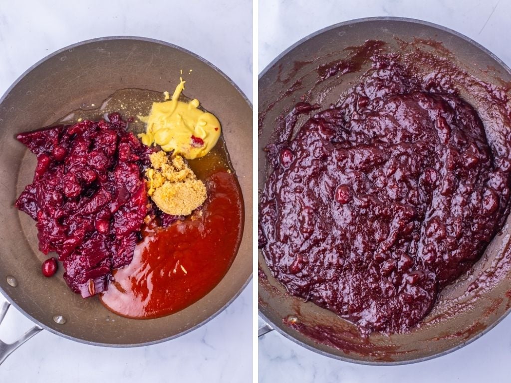 Turkey stuffing meatballs with cranberry glaze process 4