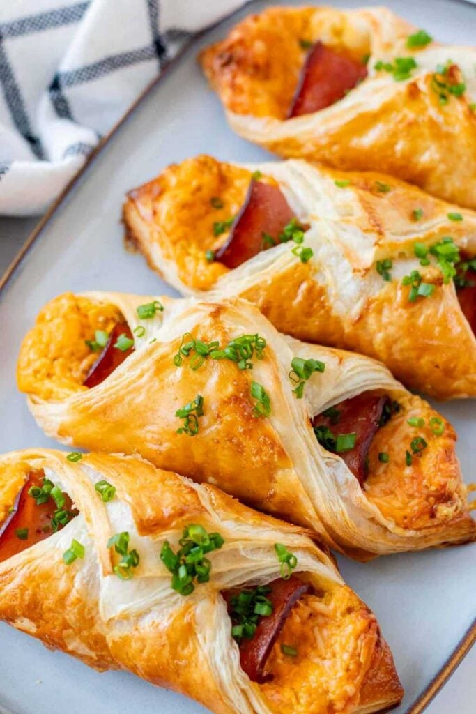 Baked Ham and Cheese Puff Pastry Croissants