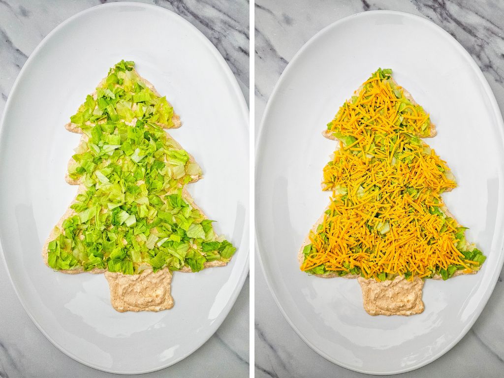 Christmas Tree Taco Dip process 4