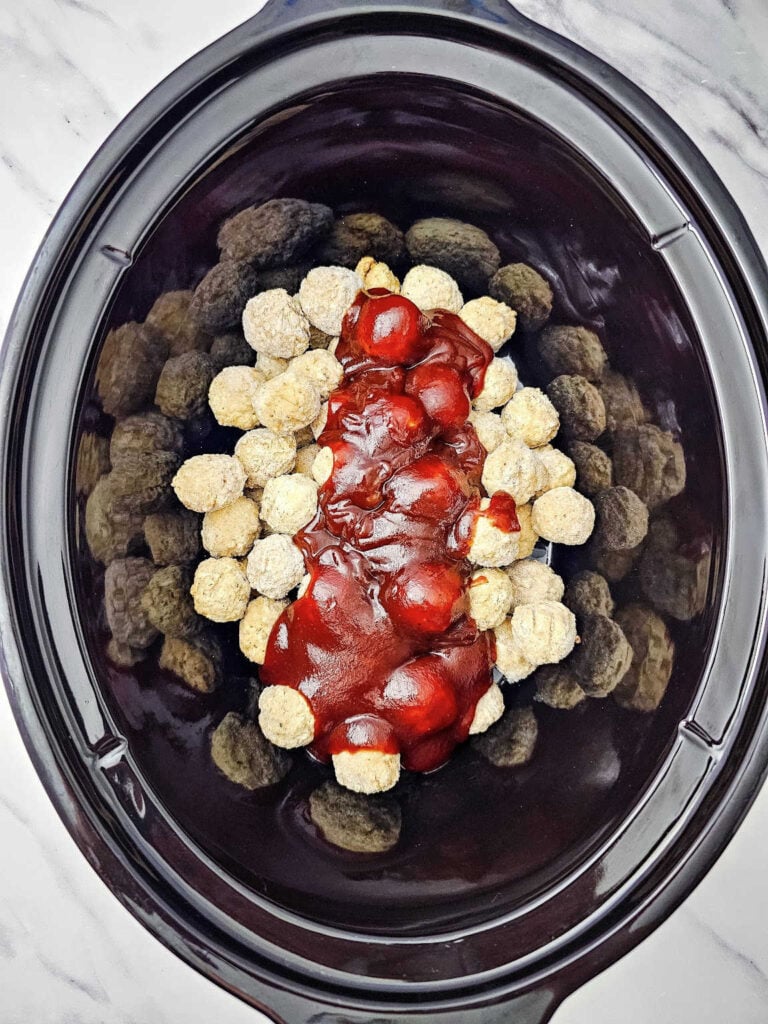Crockpot BBQ Meatballs process 1