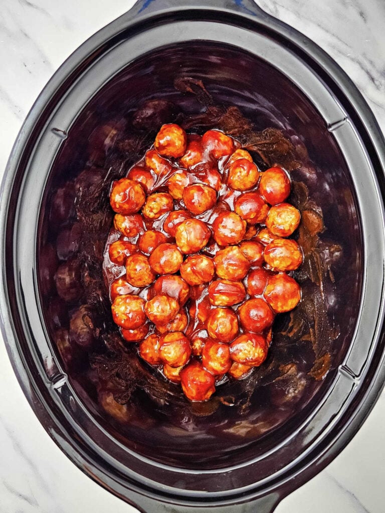 Crockpot BBQ Meatballs process 2