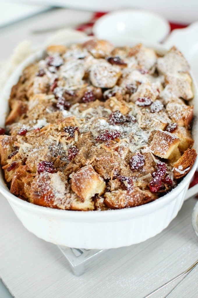 Overnight Coconut Cranberry French Toast Bake