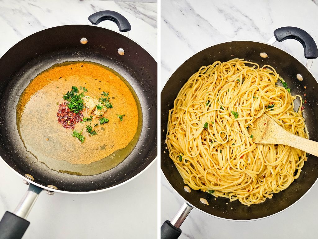 Shrimp Scampi with Linguini process 5