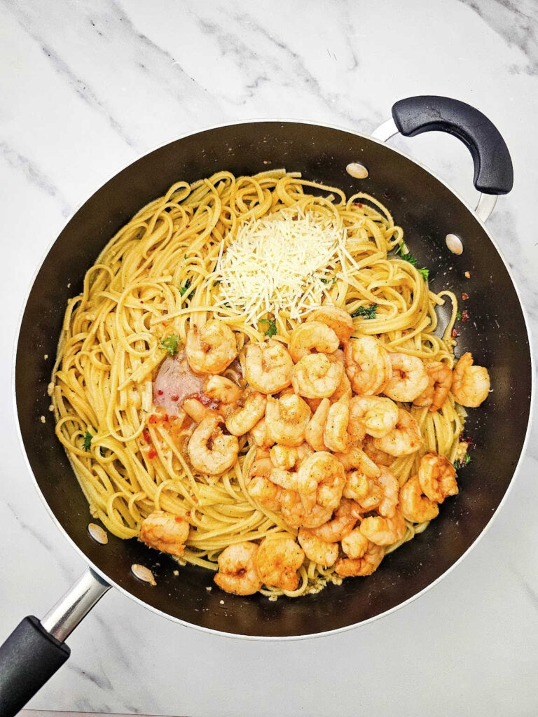 Shrimp Scampi with Linguini process 6