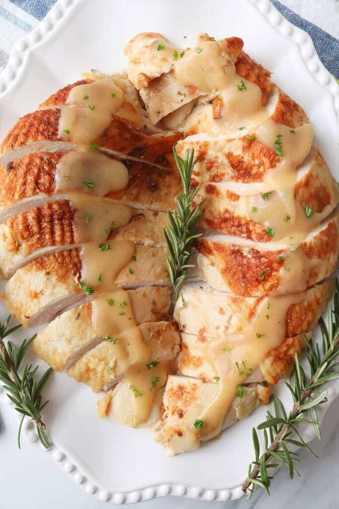 Slow Cooker Turkey Breast with Garlic Herb Butter